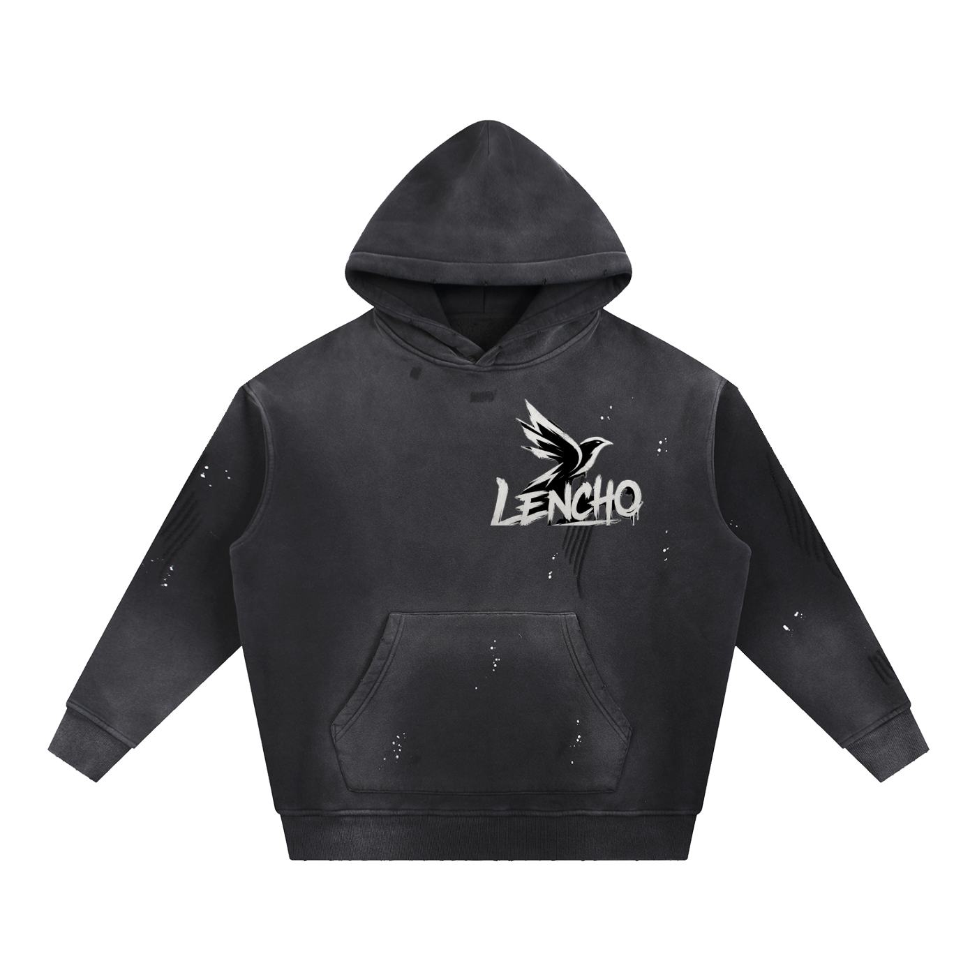 Vintage Washed Frayed Fleece Hoodie