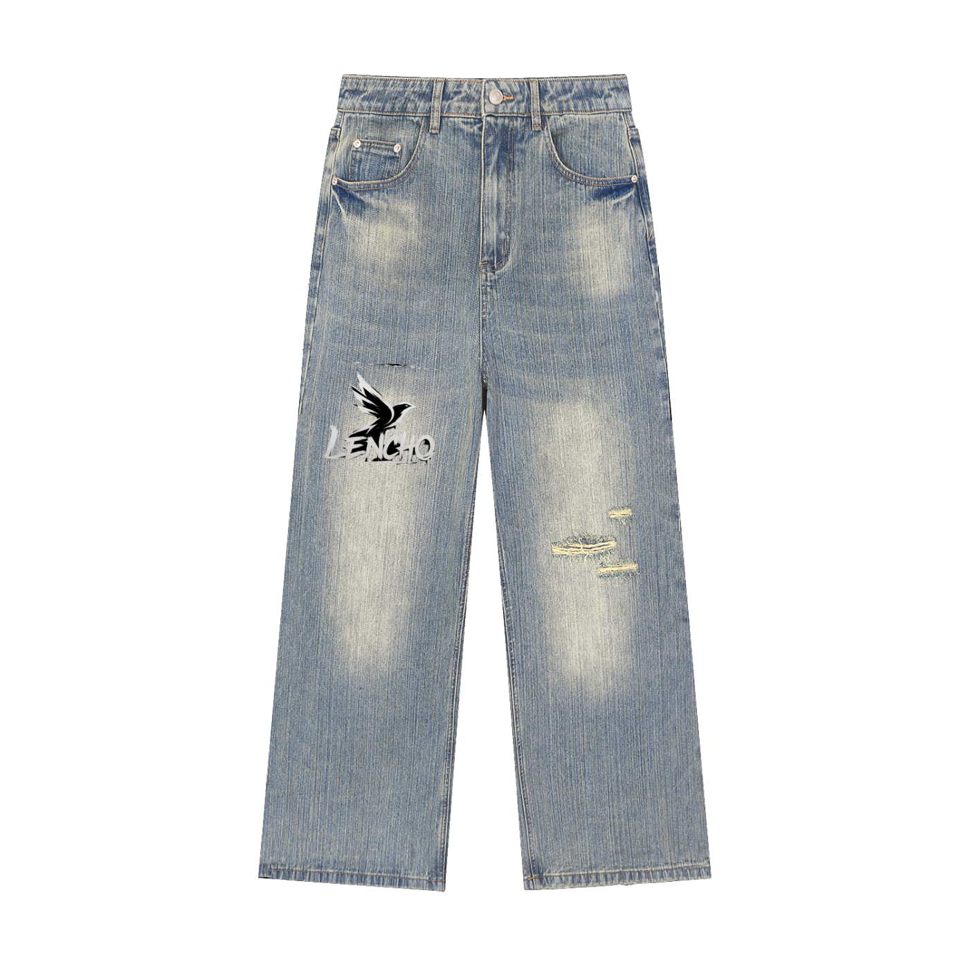 Vintage Wash Distressed Denim Jeans