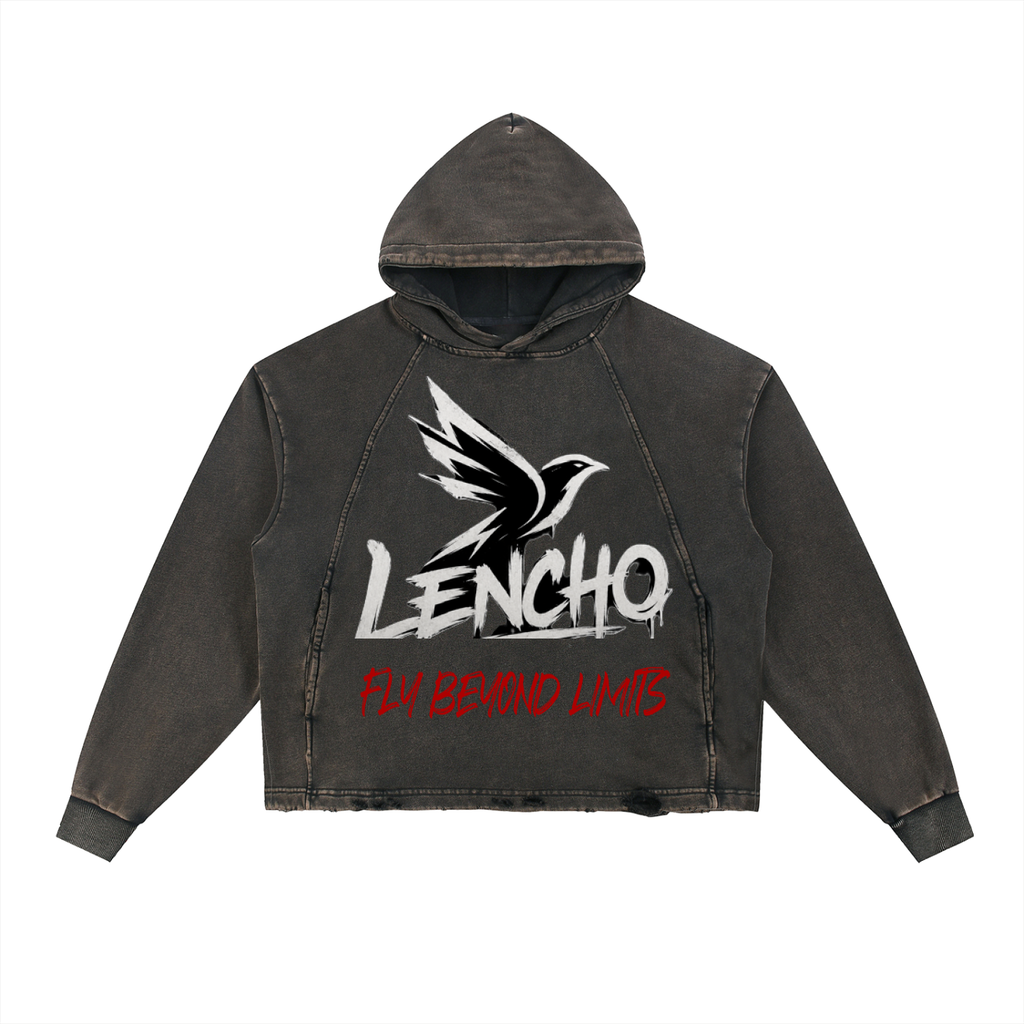 Vintage Washed Frayed-Hem Hoodie